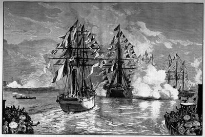 Nova Iorque: chegada ao porto da cidade do navio francês "l