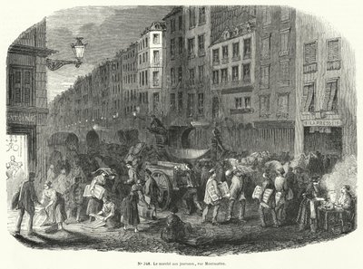 Mercado de Jornais, Rue Montmartre, Paris (gravura) de French School