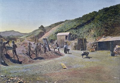 Minas de níquel na costa leste da Nova Caledônia, gravadas por Gillot, c.1900 de French School