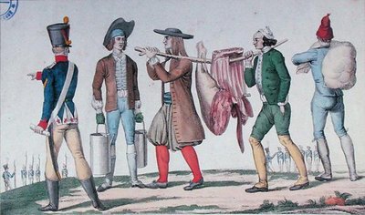 Norman e Breton recrutam carregamentos, a partir de uma série intitulada "Os Primeiros Passos de uma Carreira Militar", no início do século XIX (gravura colorida) de French School