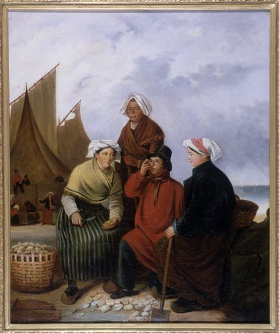 Normandia, degustação de ostras - Óleo de Francoeur de French School