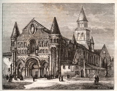 Notre Dame (Notre-Dame) de Poitiers - gravura em "La France illustree: geographie, histoire, administration statistique" de V.A. Malt-Brown. 1884 de French School