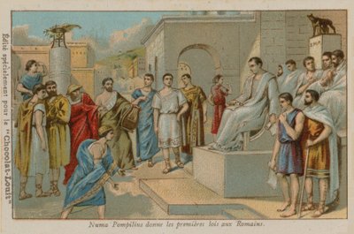 Numa Pompilius, segundo rei de Roma (753-673 aC), passando as primeiras leis romanas de French School