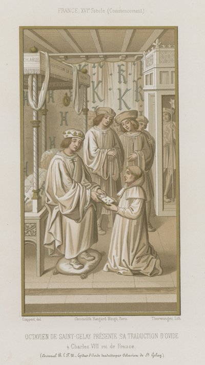 Octavian de Saint Gelais apresentando sua tradução de Ovídio de French School