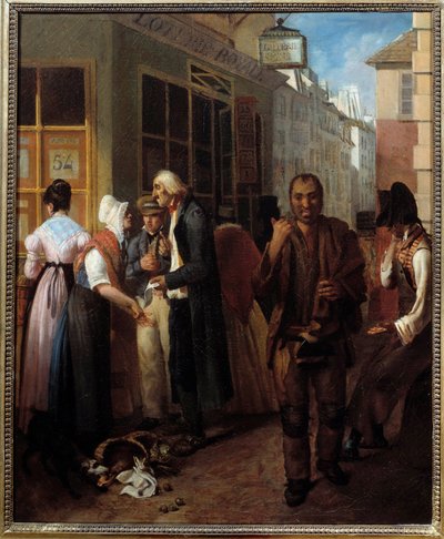 Escritório da Lotaria Real sob a pintura da Restauração Anónima do século XIX. Sol. 0,61x0,51 m Paris, musee Carnavalet de French School