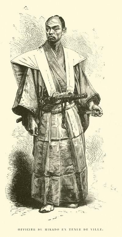 Oficial Mikado vestido à cidade (gravura) de French School