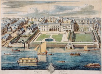 Antiga casa de Somerset na costa, gravada por Jean Benoit Winckler de French School