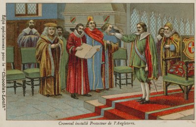 Oliver Cromwell prestou juramento como Lord Protector da Inglaterra, Escócia e Irlanda, 1653 de French School
