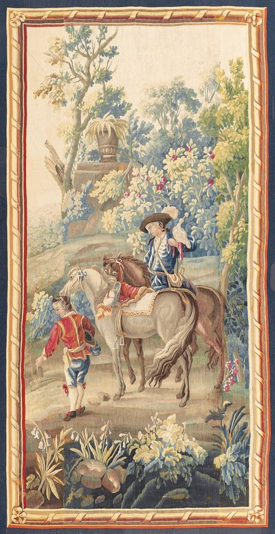 Um de um par de tapeçarias pastorais de Louis XVI, Aubusson, c.1775 de French School