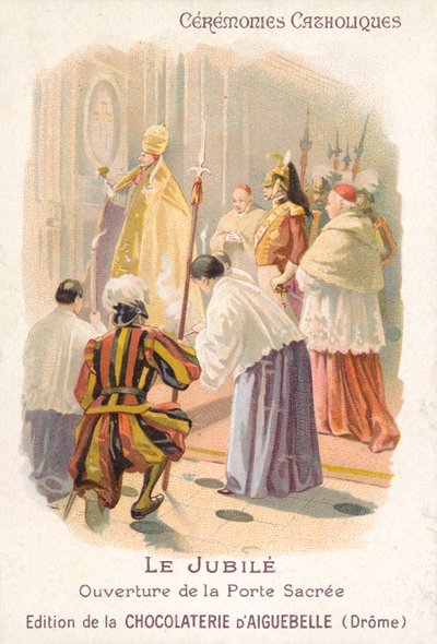 Abertura da porta sagrada pelo Papa, Jubileu (chromolitho) de French School