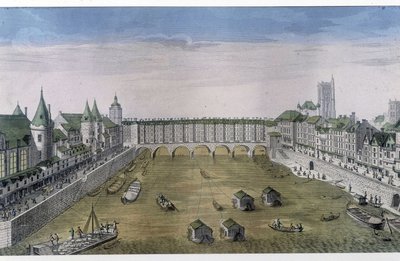 Vista ótica de Paris: Le Pont au change. sd. v. 1800, cidade de Paris. de French School