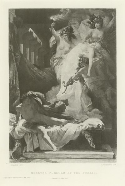 Orestes perseguido pelas fúrias (gravura) de French School