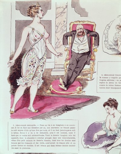 Orgia, Negligee, ilustração, de, la, vie, Parisienne, c.1870-80, (color, engraving) de French School
