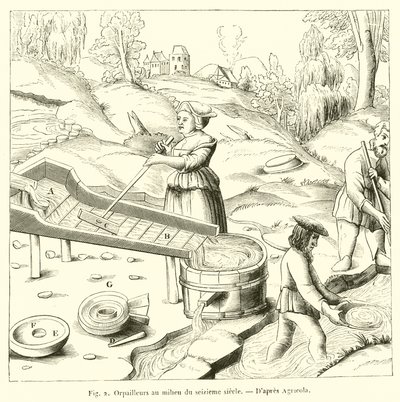 Pintores de ouro em meados do século XVI (gravura) de French School