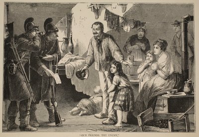 Nossos amigos, o inimigo, ilustração de Cassells História da guerra entre a França e a Alemanha, 1870-1871 de French School