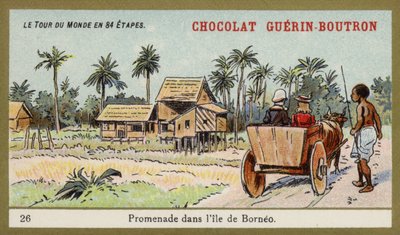 Passeio de carro de boi na ilha de Bornéu (chromolitho) de French School