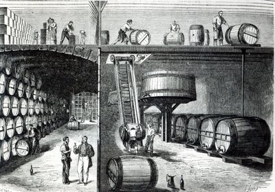 P. Morel e F. Souzac Cellars e Workshops em Bordeaux do Le Monde Illustre, 1864 de French School