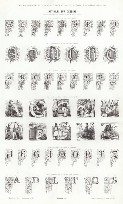Página de Vignettes Typographiques (gravura) de French School