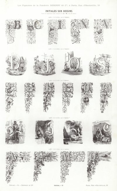Página de Vignettes Typographiques (gravura) de French School