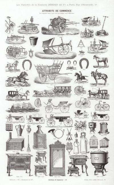 Página de Vignettes Typographiques (gravura) de French School