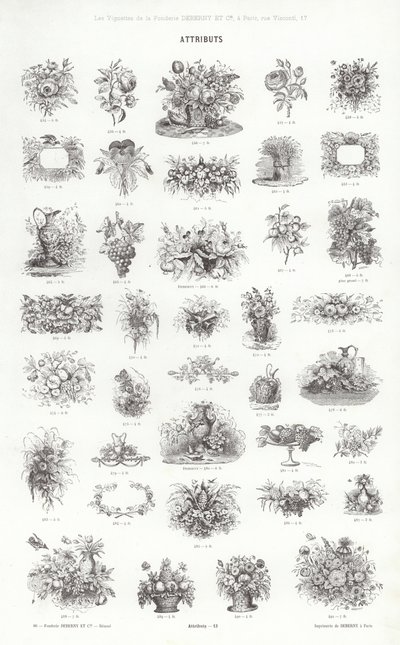 Página de Vignettes Typographiques (gravura) de French School