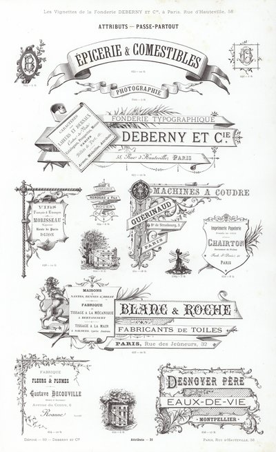 Página de Vignettes Typographiques (gravura) de French School