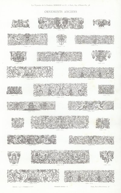 Página de Vignettes Typographiques (gravura) de French School
