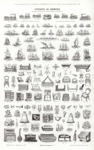 Página de Vignettes Typographiques (gravura) de French School