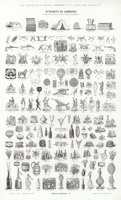 Página de Vignettes Typographiques (gravura) de French School