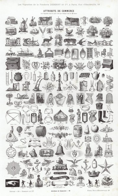 Página de Vignettes Typographiques (gravura) de French School