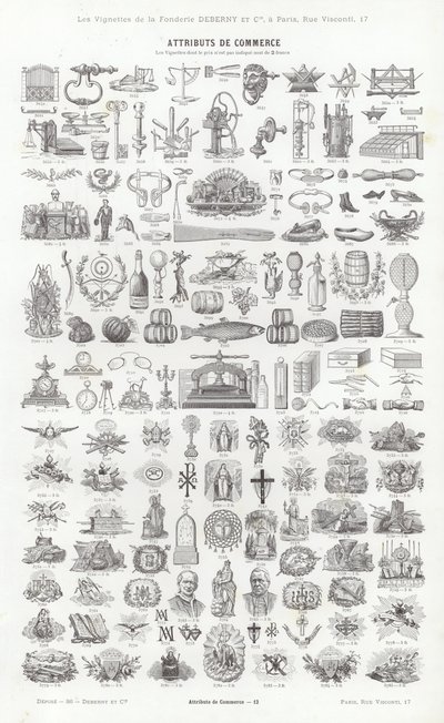 Página de Vignettes Typographiques (gravura) de French School