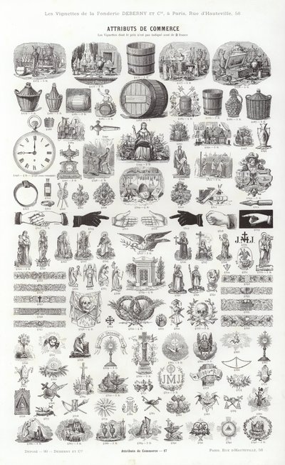 Página de Vignettes Typographiques (gravura) de French School