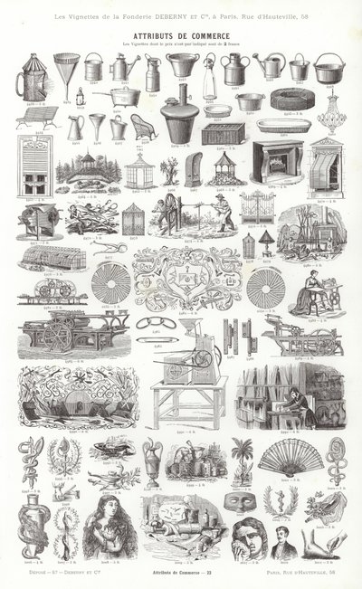 Página de Vignettes Typographiques (gravura) de French School