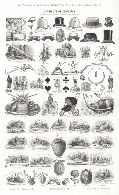 Página de Vignettes Typographiques (gravura) de French School