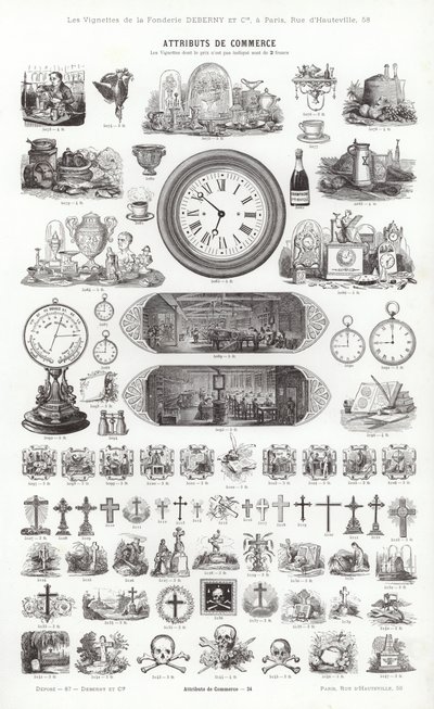 Página de Vignettes Typographiques (gravura) de French School