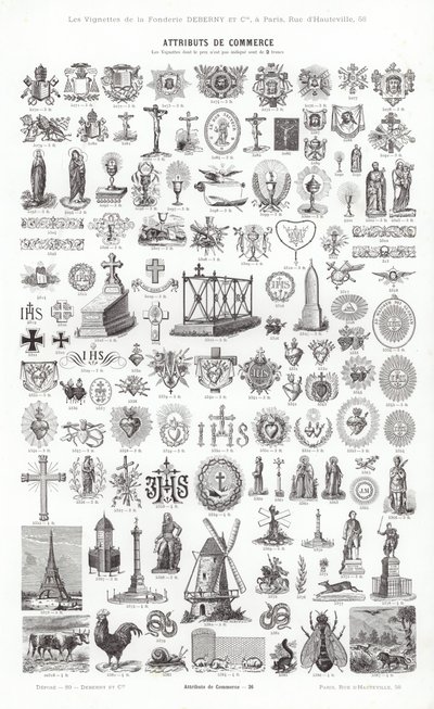 Página de Vignettes Typographiques (gravura) de French School