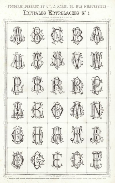 Página de Vignettes Typographiques (gravura) de French School