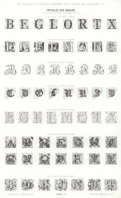 Página de Vignettes Typographiques (gravura) de French School