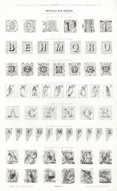 Página de Vignettes Typographiques (gravura) de French School