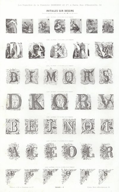 Página de Vignettes Typographiques (gravura) de French School
