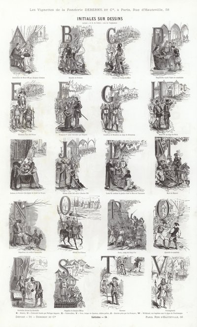 Página de Vignettes Typographiques (gravura) de French School