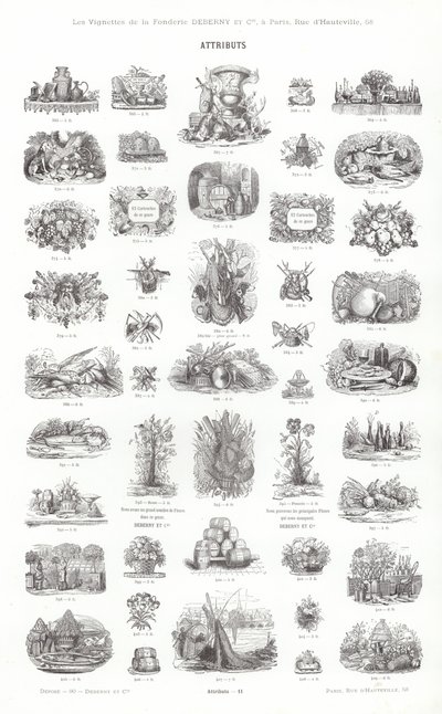Página de Vignettes Typographiques (gravura) de French School