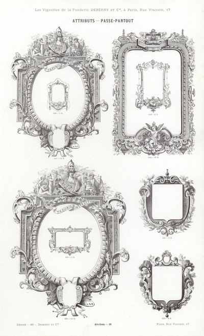 Página de Vignettes Typographiques (gravura) de French School