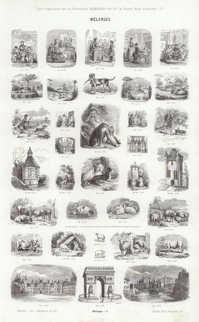 Página de Vignettes Typographiques (gravura) de French School