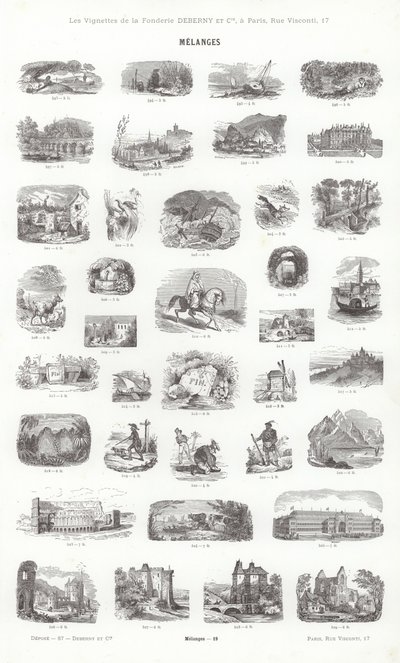 Página de Vignettes Typographiques (gravura) de French School