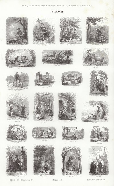 Página de Vignettes Typographiques (gravura) de French School