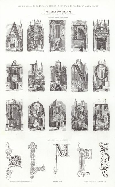 Página de Vignettes Typographiques (gravura) de French School