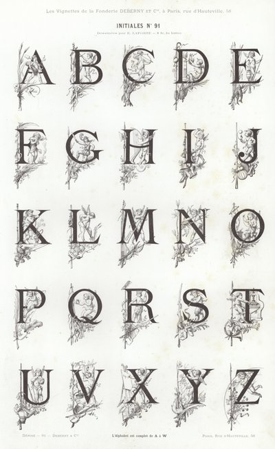 Página de Vignettes Typographiques (gravura) de French School