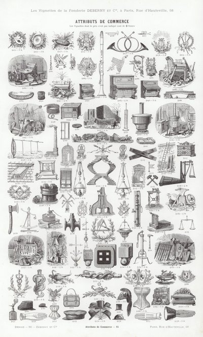 Página de Vignettes Typographiques (gravura) de French School