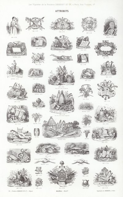 Página de Vignettes Typographiques (gravura) de French School